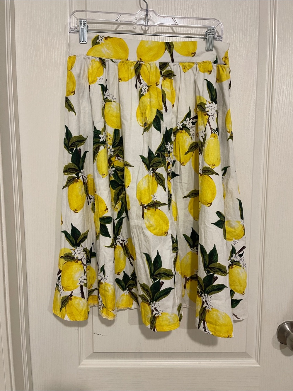 Women’s Lemon-Print Circle Skirt - White & Yellow